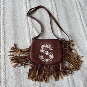 Free People Brown Fringe Mini Bag